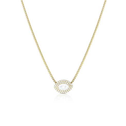 horizontal marquise diamond choker with double halo, in 18k yellow gold <span class='visuallyhidden'>Call, text 323-404-2959 for shop help.</span>